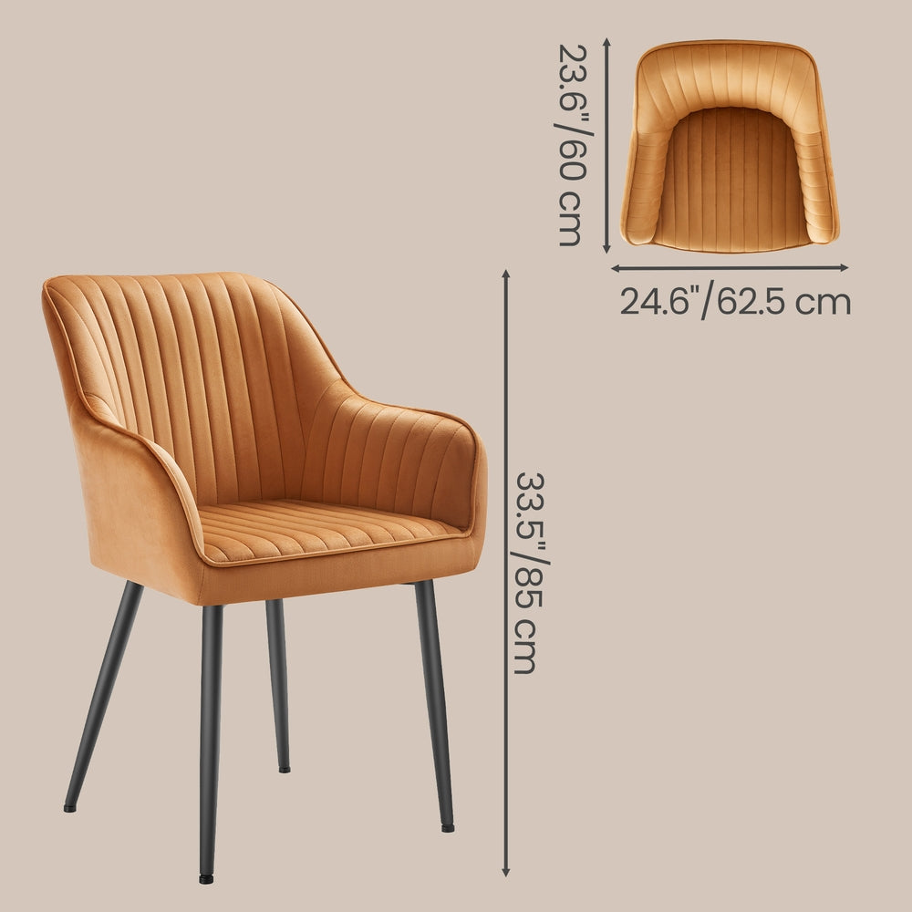 Velvet Accent Chair - 49cm Seat Width - Metal Legs - Upholstered