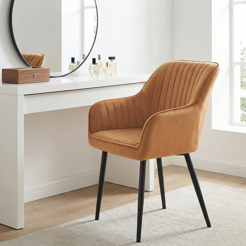 Velvet Accent Chair - 49cm Seat Width - Metal Legs - Upholstered