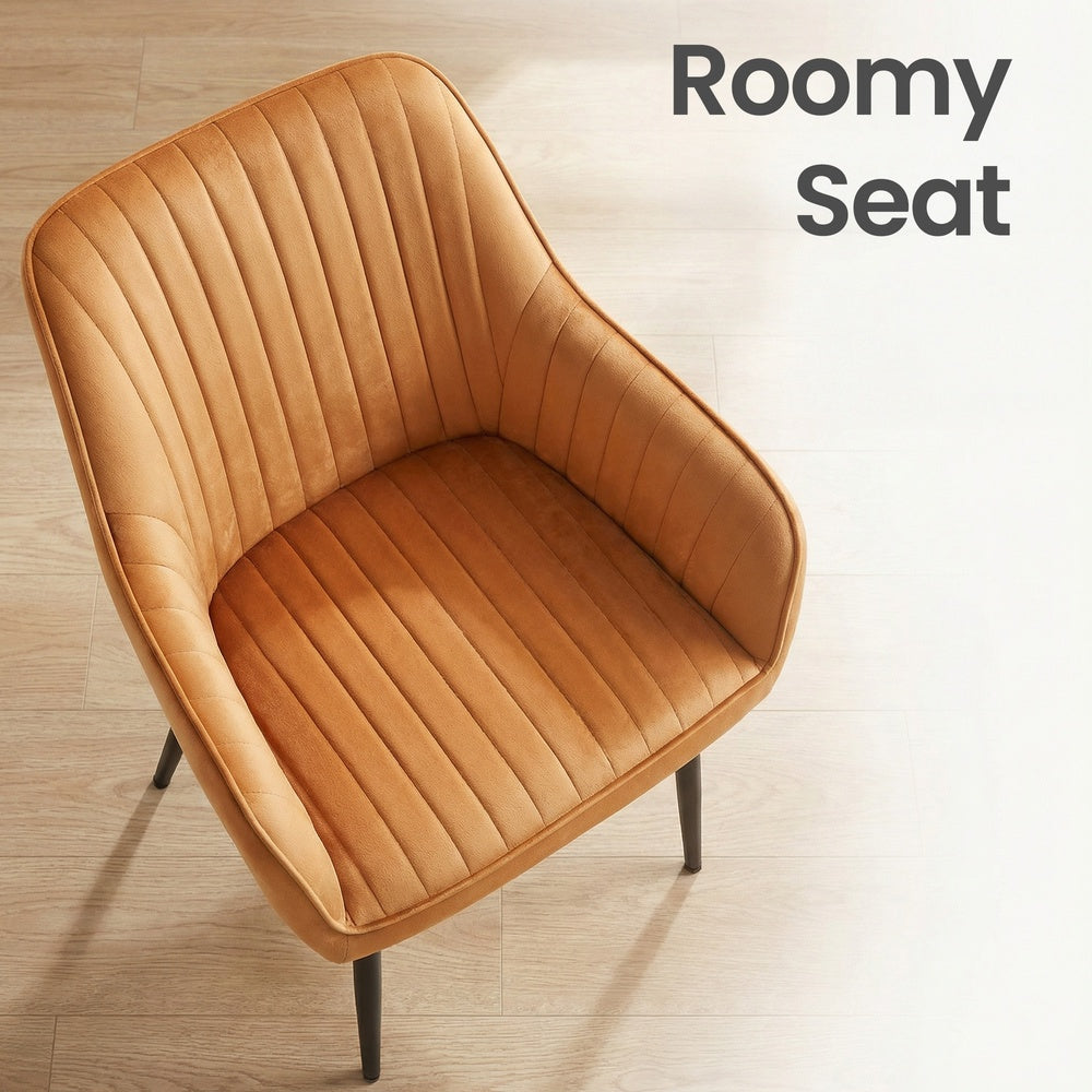 Velvet Accent Chair - 49cm Seat Width - Metal Legs - Upholstered