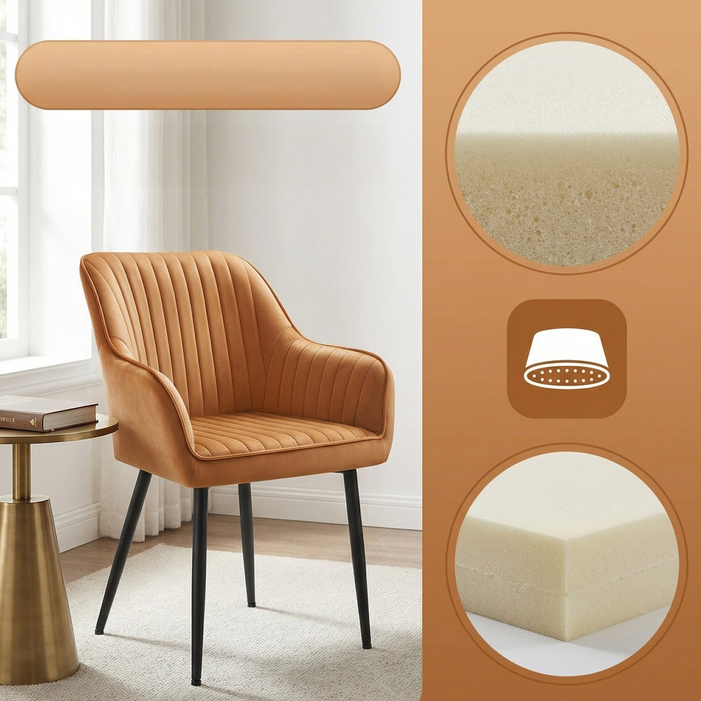 Velvet Accent Chair - 49cm Seat Width - Metal Legs - Upholstered