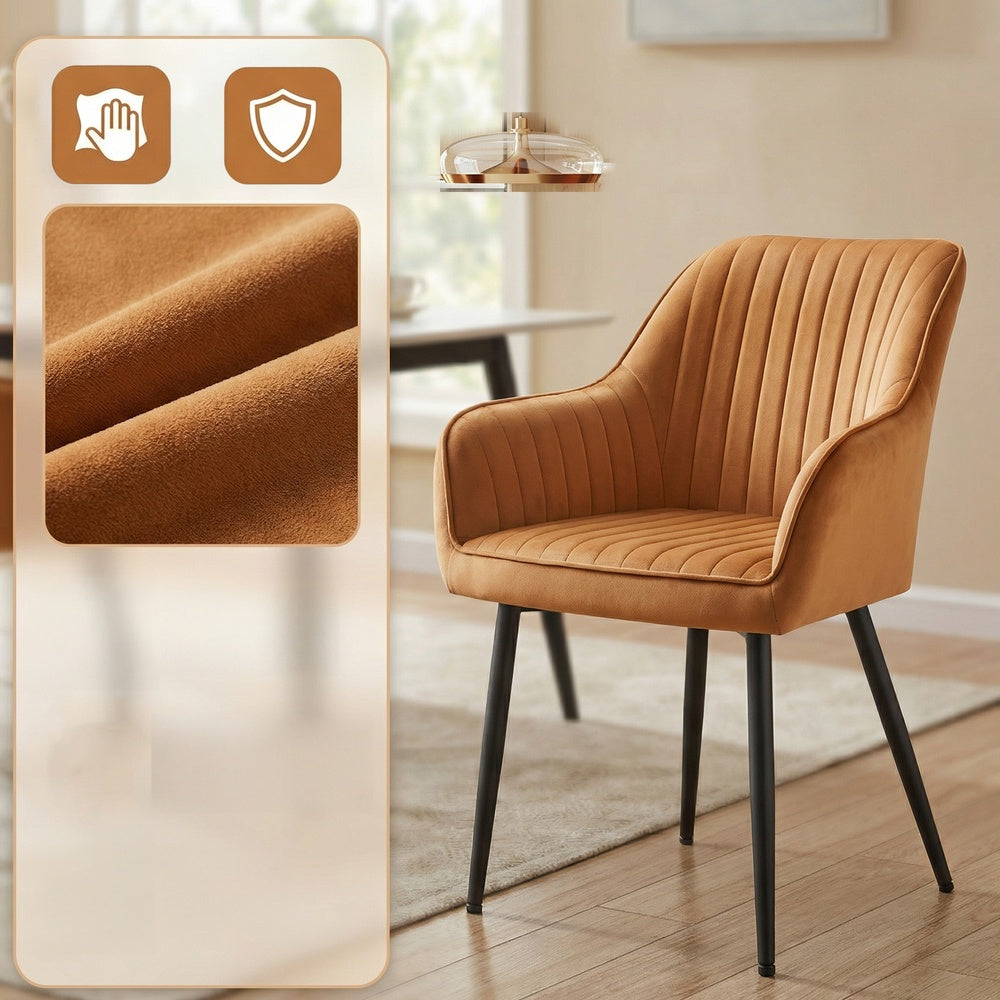 Velvet Accent Chair - 49cm Seat Width - Metal Legs - Upholstered