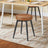 Set of 2 Dining Stools - Synthetic Leather - Brown - Padded Seat