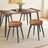 Set of 2 Dining Stools - Synthetic Leather - Brown - Padded Seat