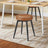 Set of 2 Dining Stools - Synthetic Leather - Brown - Padded Seat