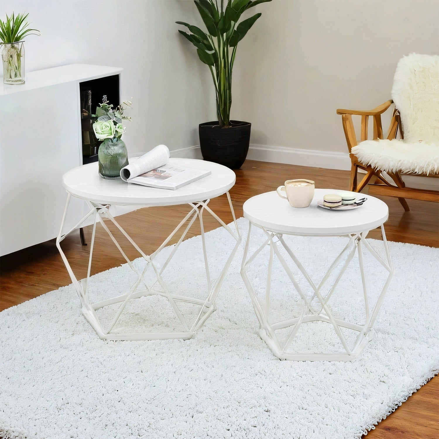 Round Coffee Table Set - Steel - Modern