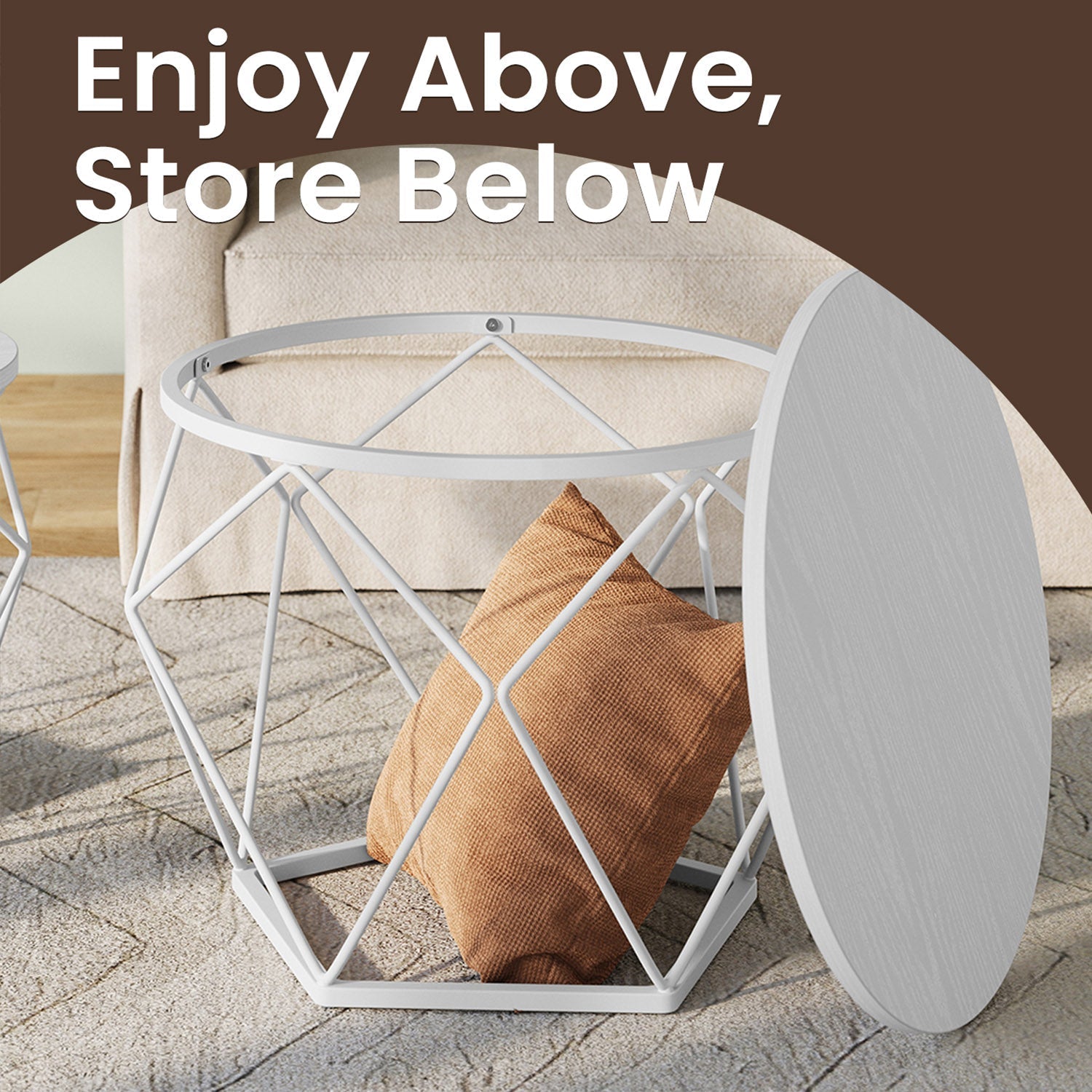 Round Coffee Table Set - Steel - Modern