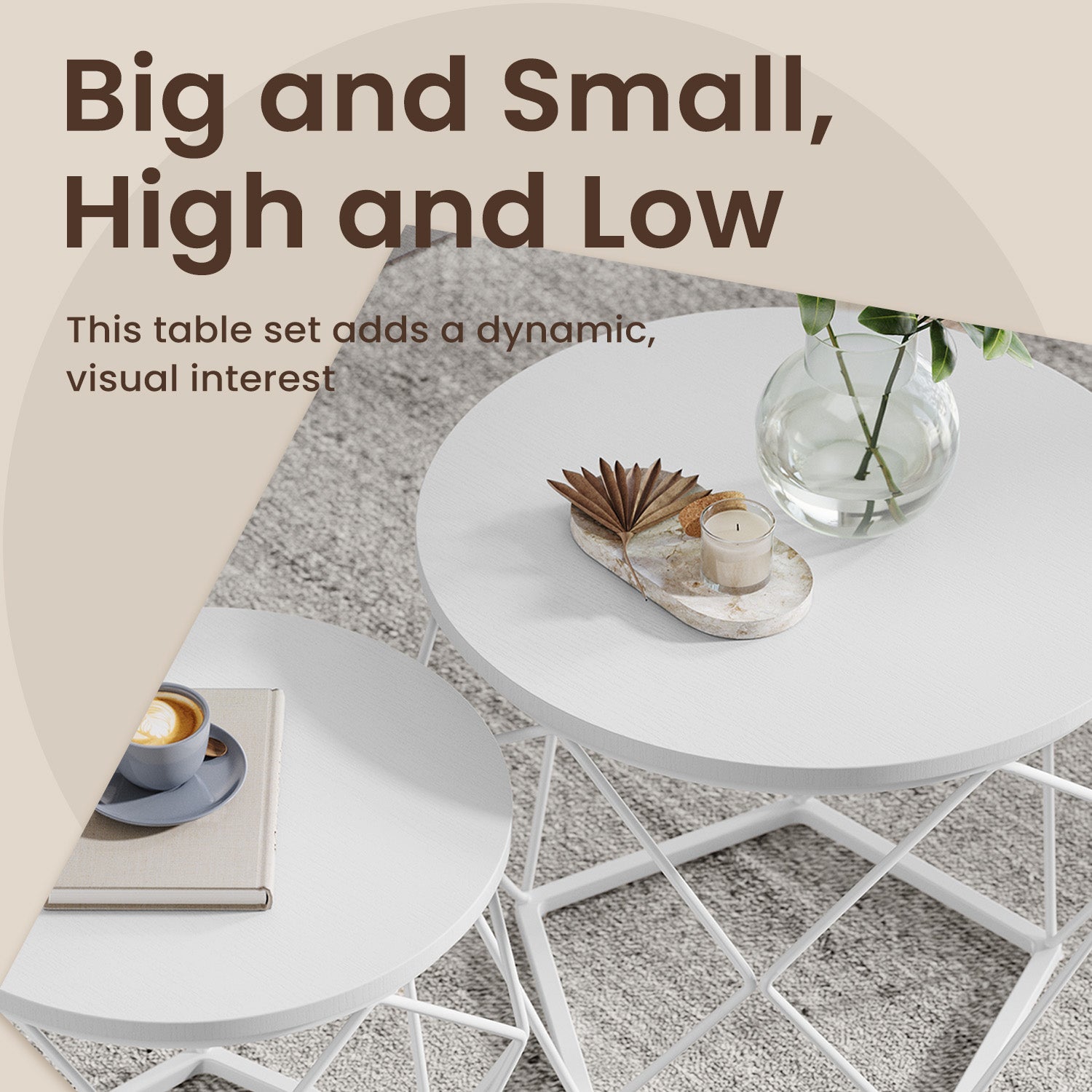 Round Coffee Table Set - Steel - Modern