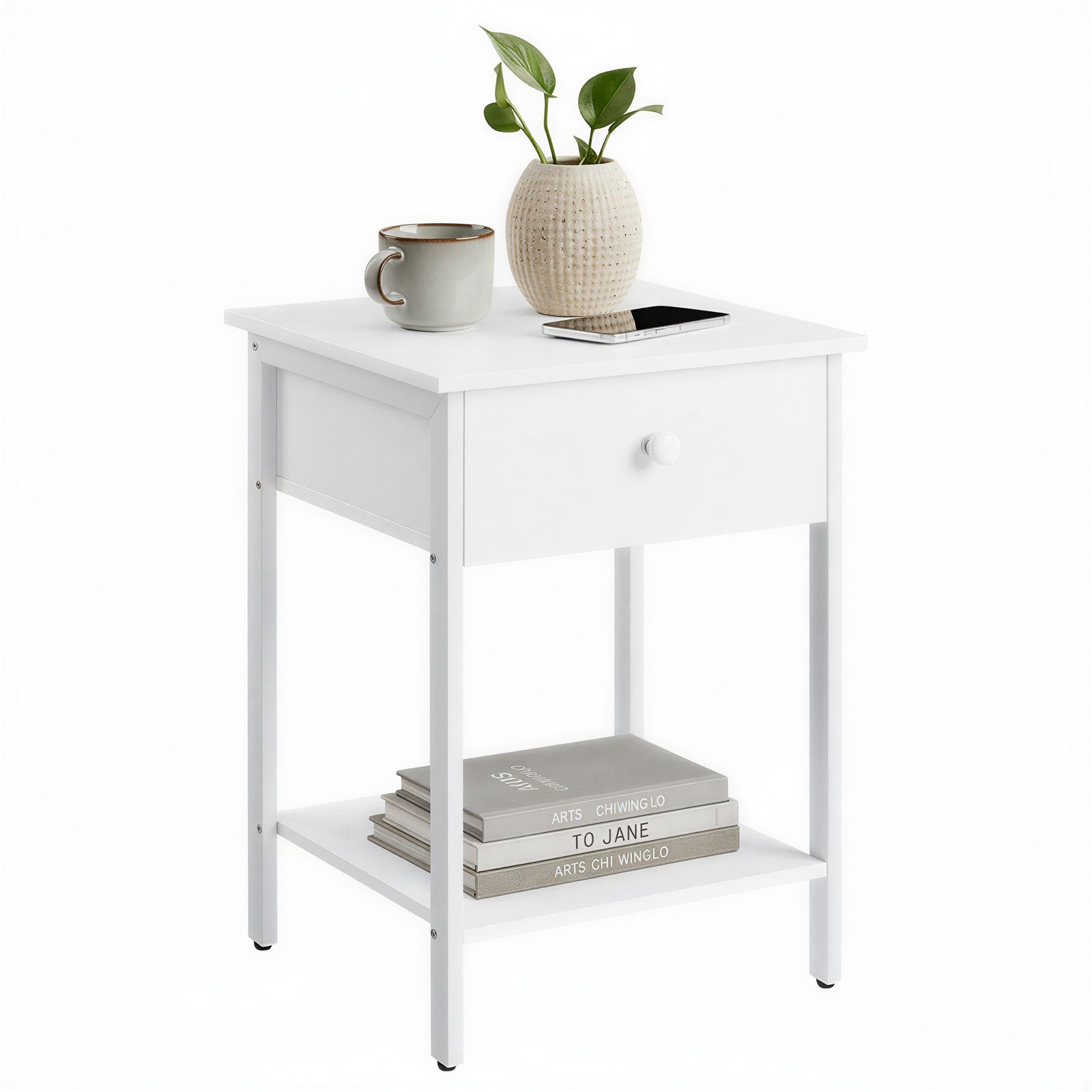 Bedside Table - Steel - Hazelnut Brown and Black