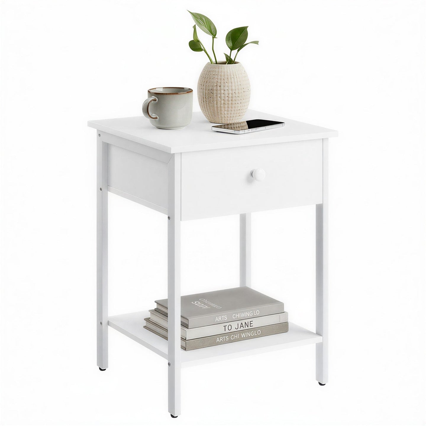 Bedside Table - Steel - Hazelnut Brown and Black