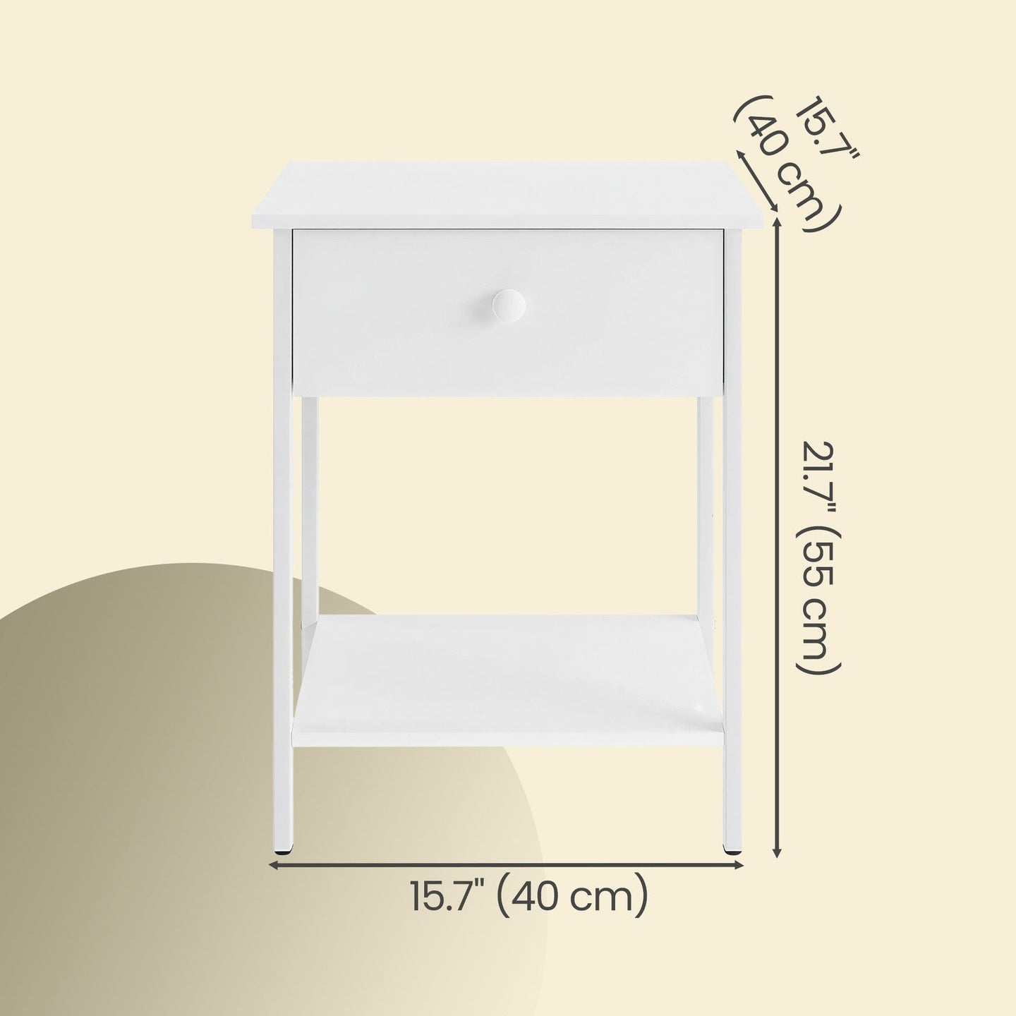 Bedside Table - Steel - Hazelnut Brown and Black
