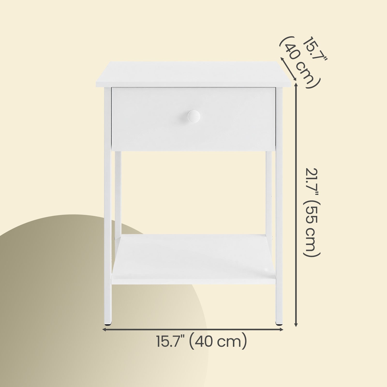Bedside Table - Steel - Hazelnut Brown and Black