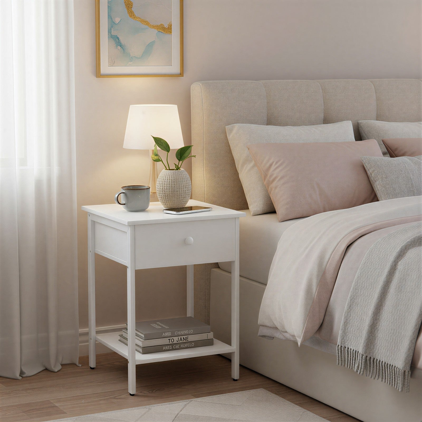 Bedside Table - Steel - Hazelnut Brown and Black