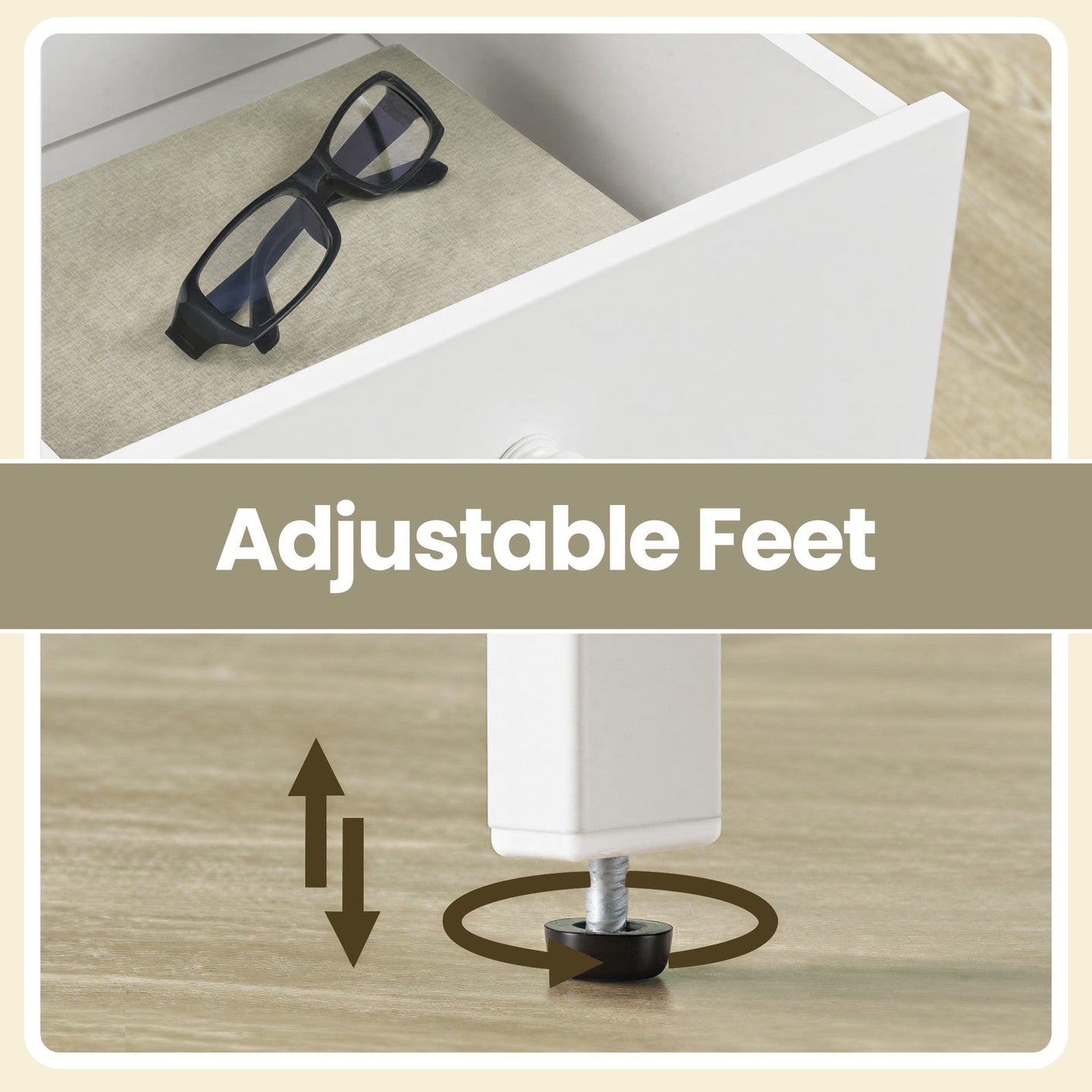 Bedside Table - Steel - Hazelnut Brown and Black