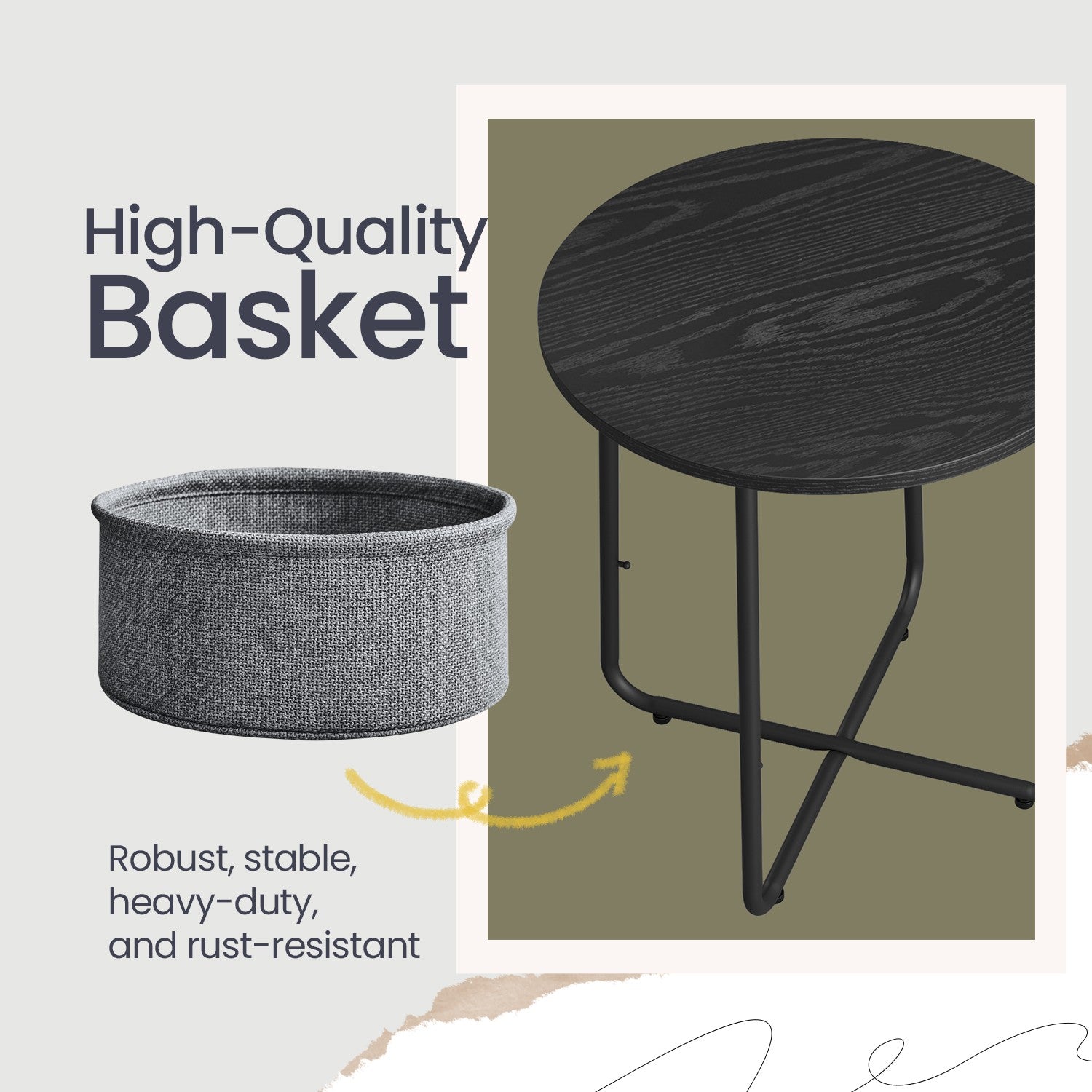 Round Side Table - Wood - Ebony Black