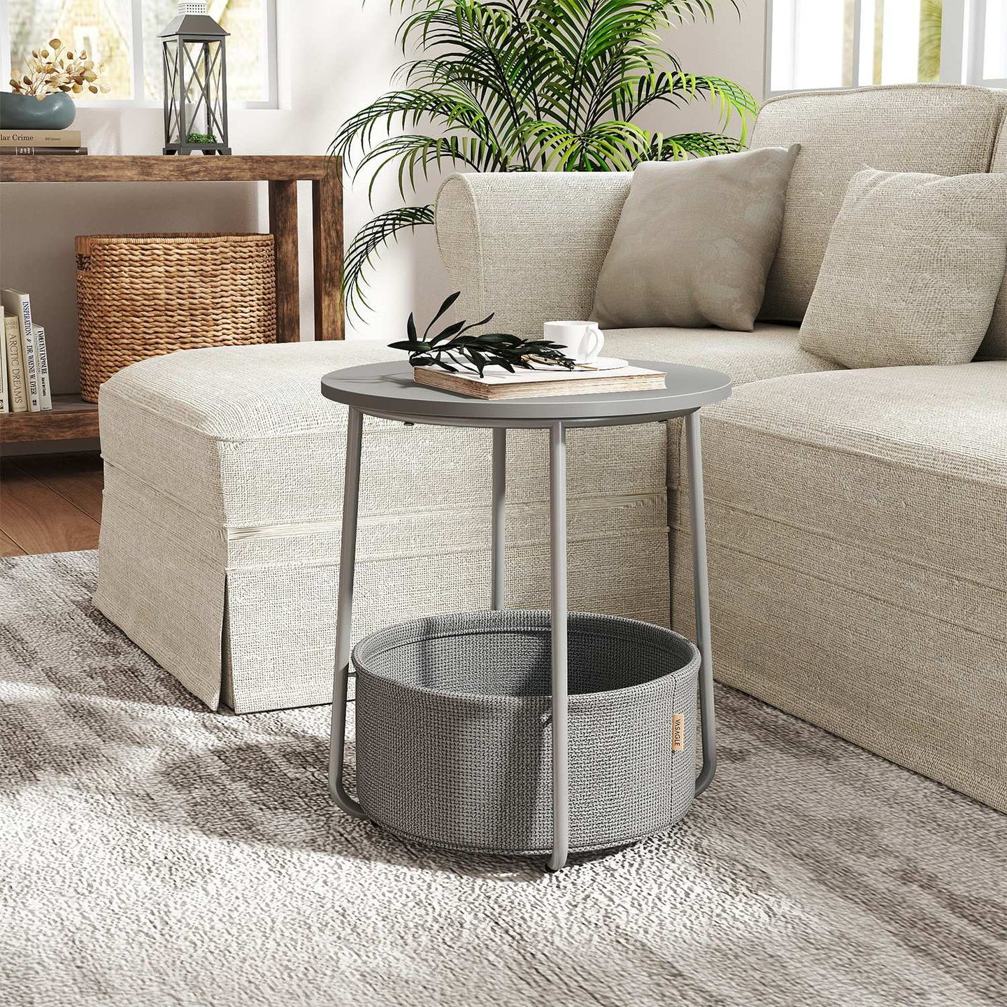 Round Side Table - Wood - Ebony Black