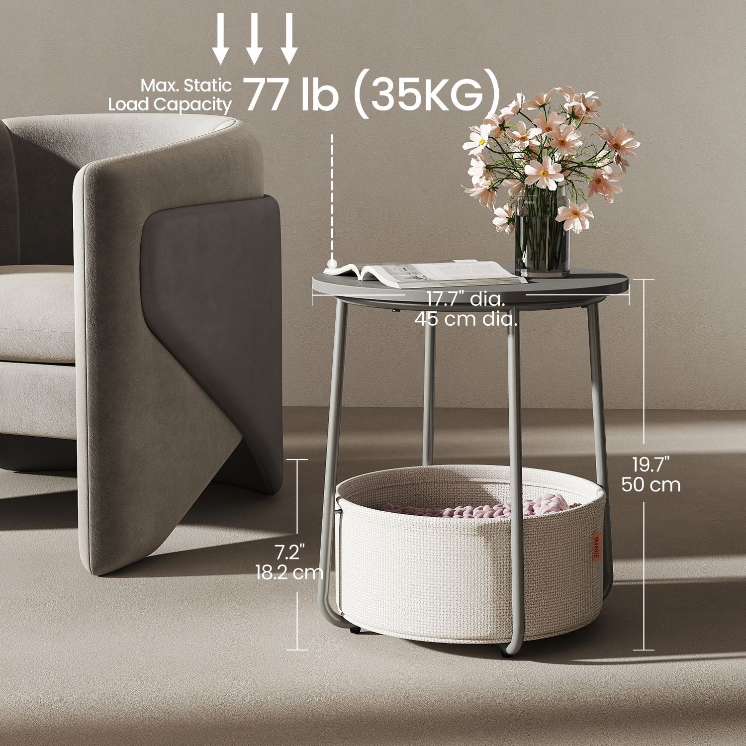 Round Side Table - Wood - Ebony Black