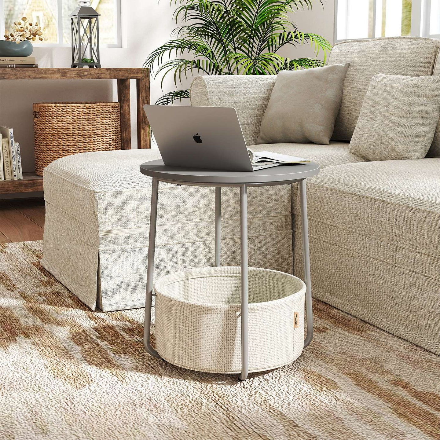 Round Side Table - Wood - Ebony Black