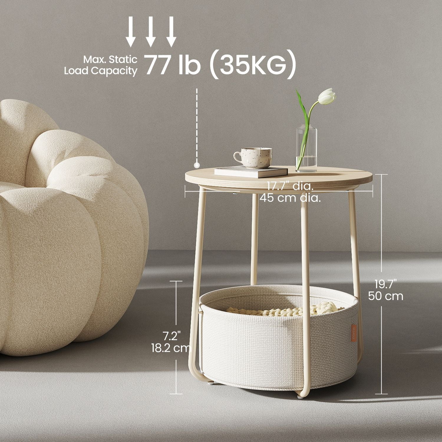 Round Side Table - Wood - Ebony Black