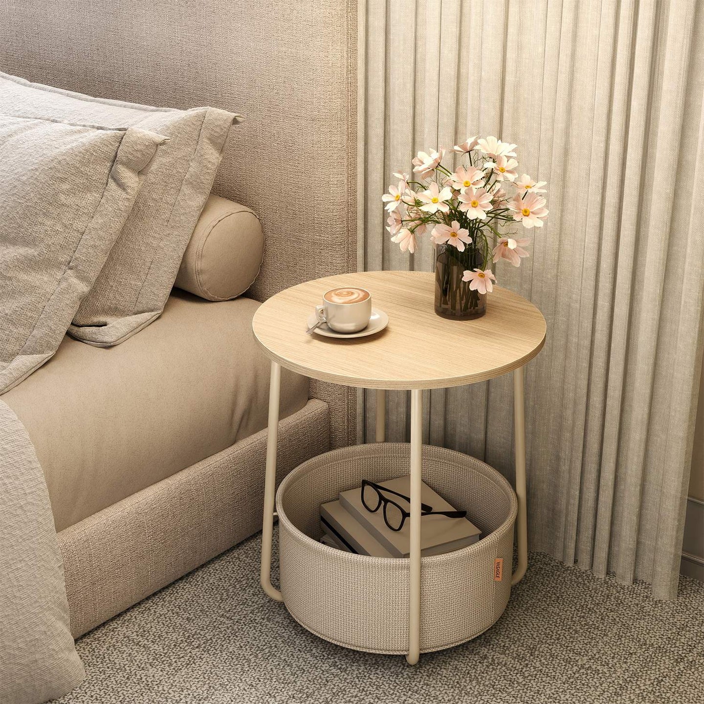 Round Side Table - Wood - Ebony Black