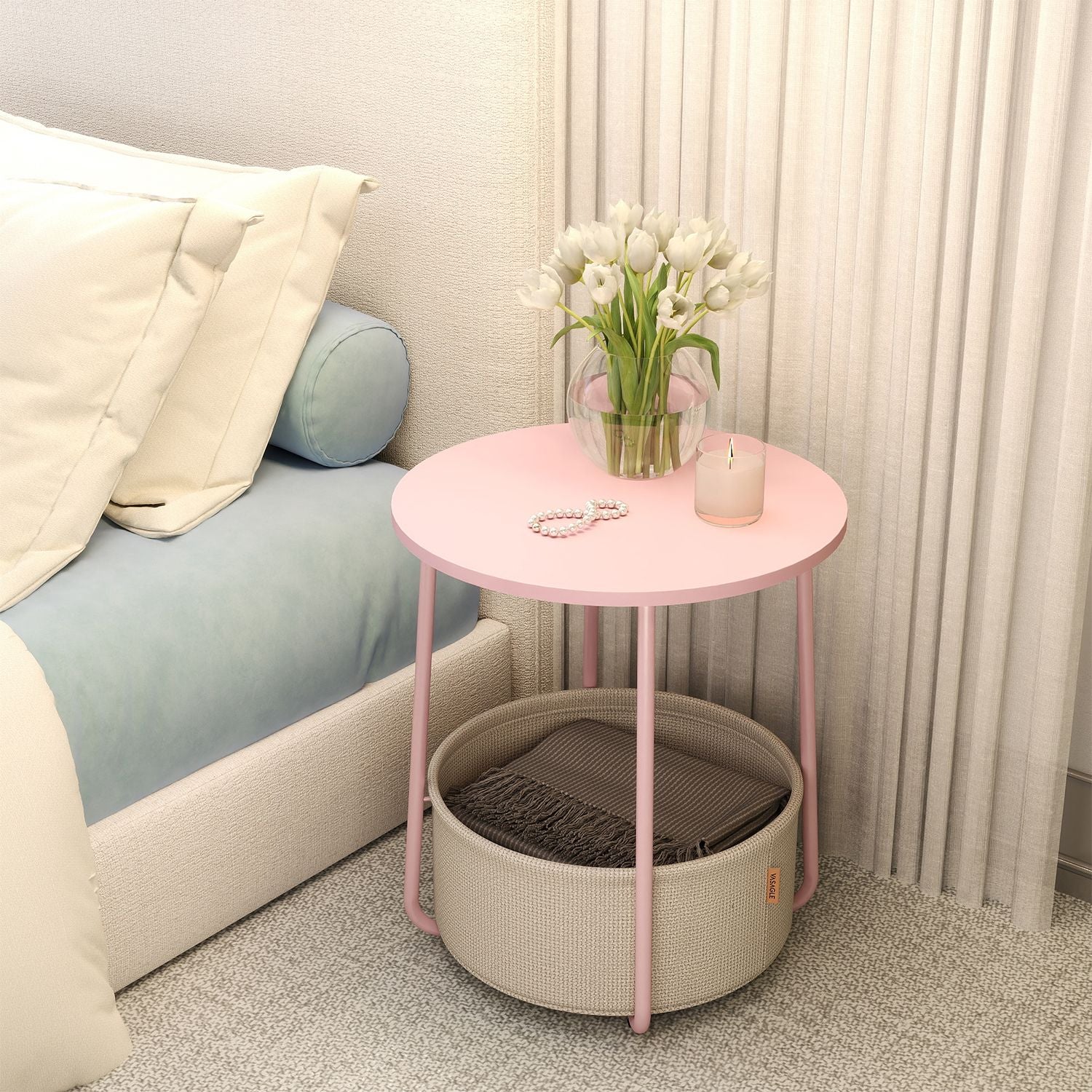Round Side Table - Wood - Ebony Black