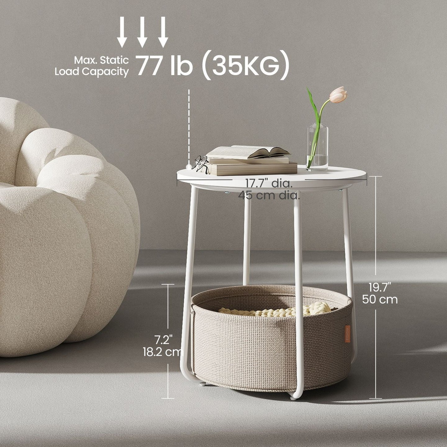 Round Side Table - Wood - Ebony Black