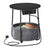 Round Side Table - Metal - Black and Grey - With Charging Station and USB Ports