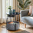 Round Side Table - Metal - Black and Grey - With Charging Station and USB Ports