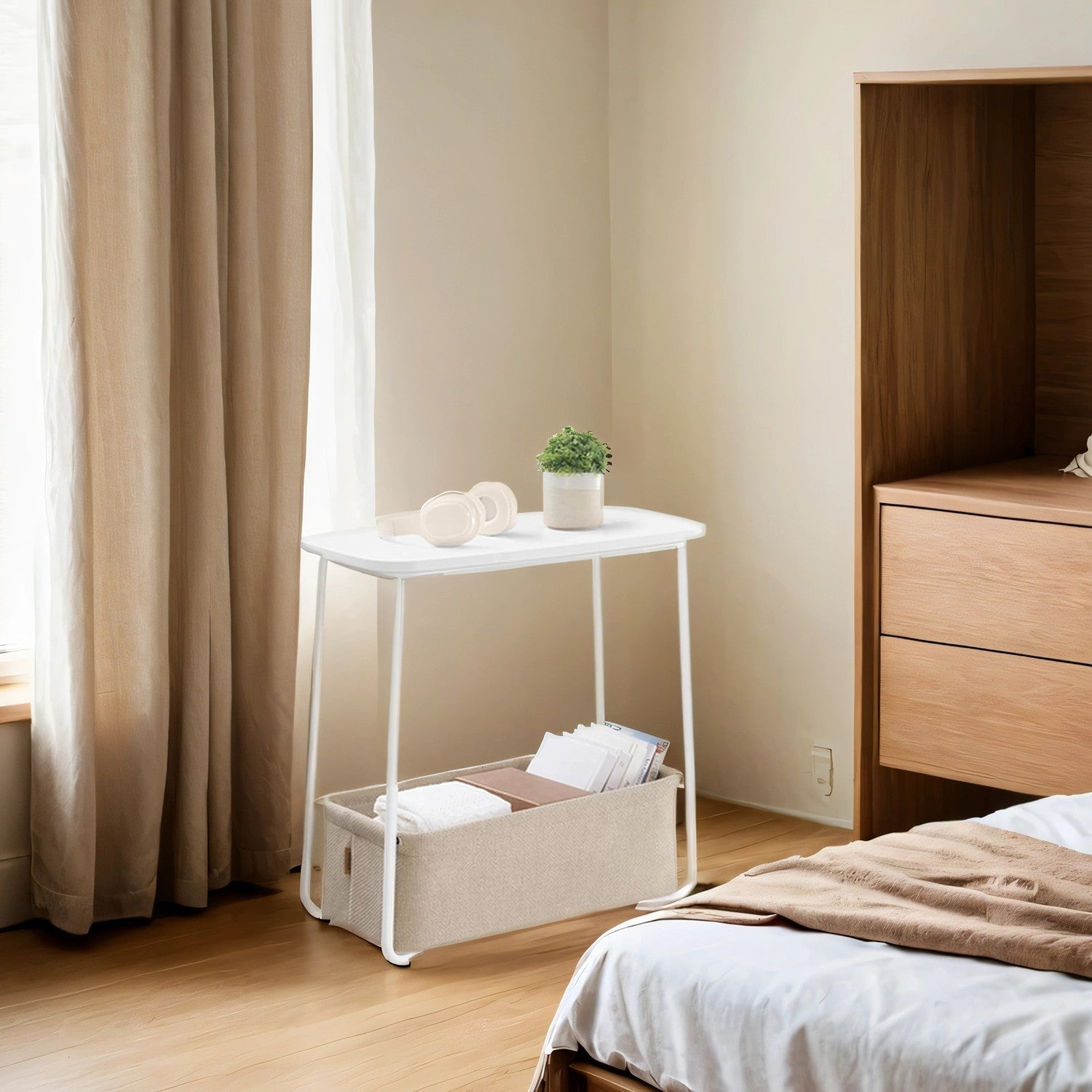 Bedside Table - MDF - Matte White