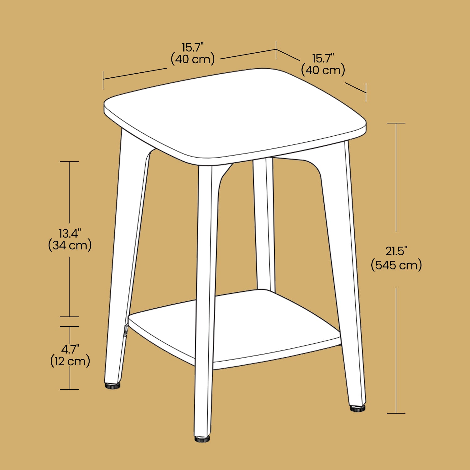 Small End Table - 15.7" - Particleboard - Lower Shelf