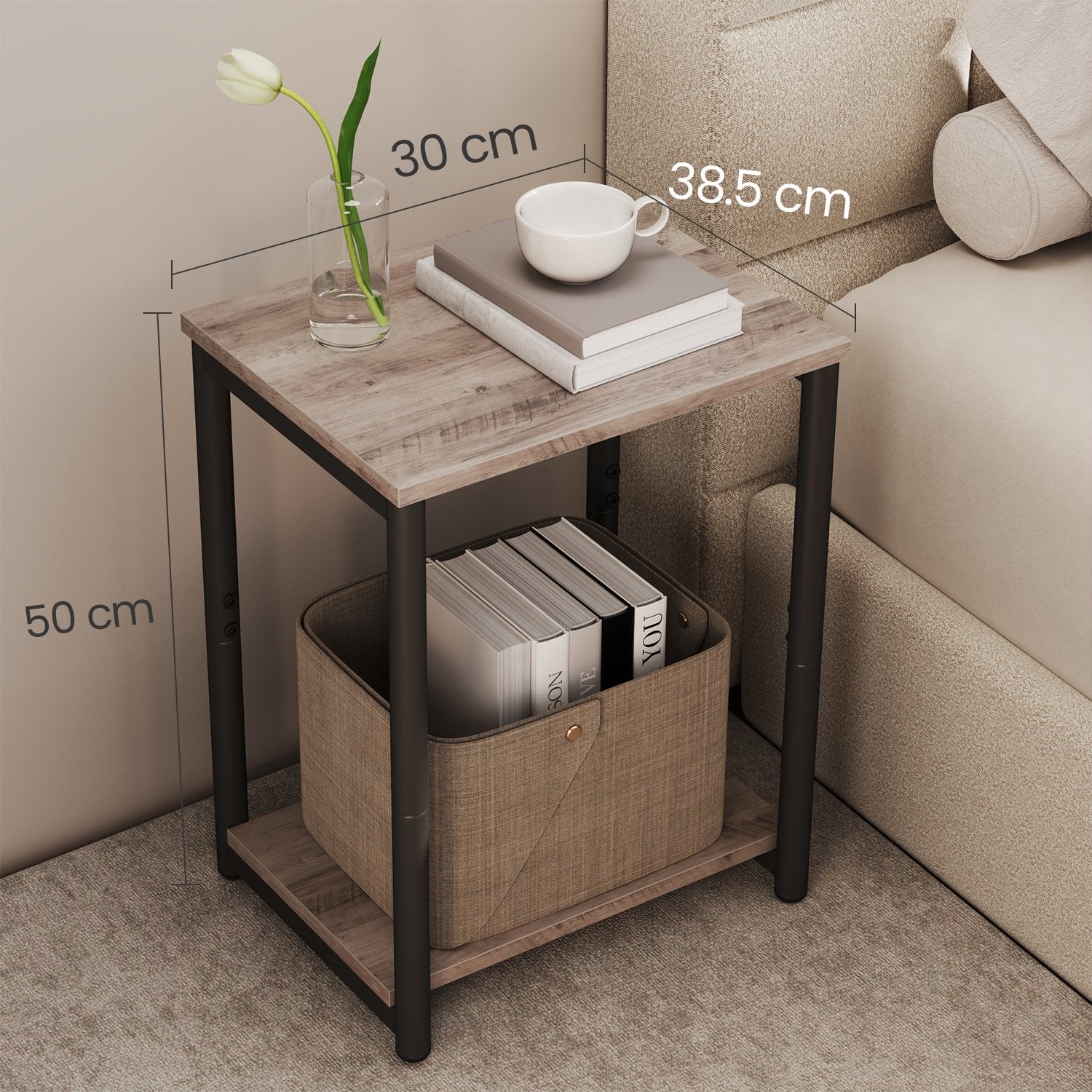 Side Table - Wood - Rustic Brown and Black - Versatile Design for Living Room