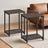Set of 2 Side Tables - Wooden - Rustic Brown and Black - 2-Tier Design for Living Room and Bedroom