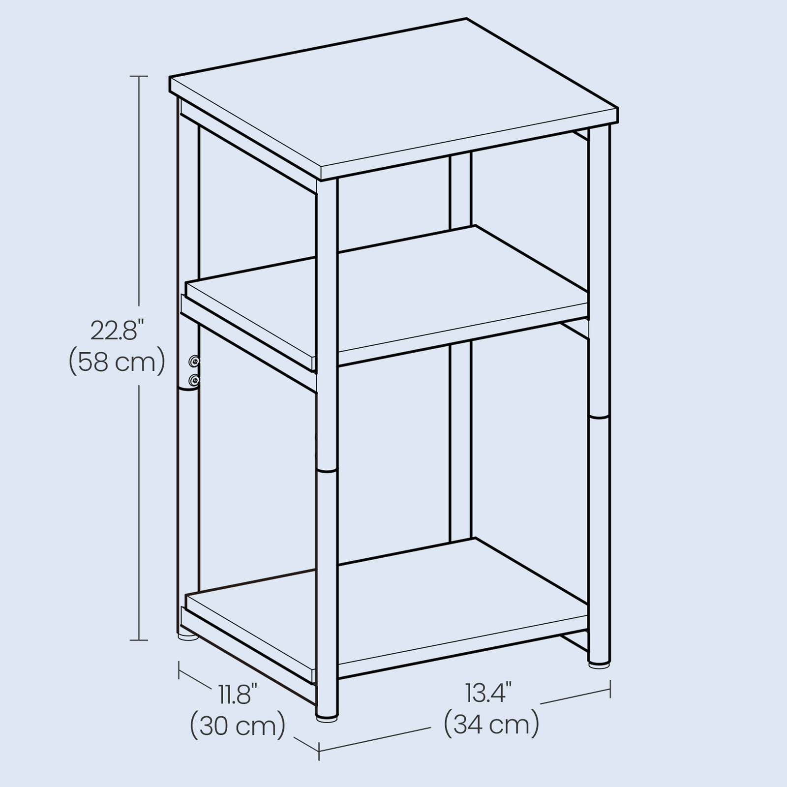 End Table - 3-Tier Design - Wood - Rustic Brown
