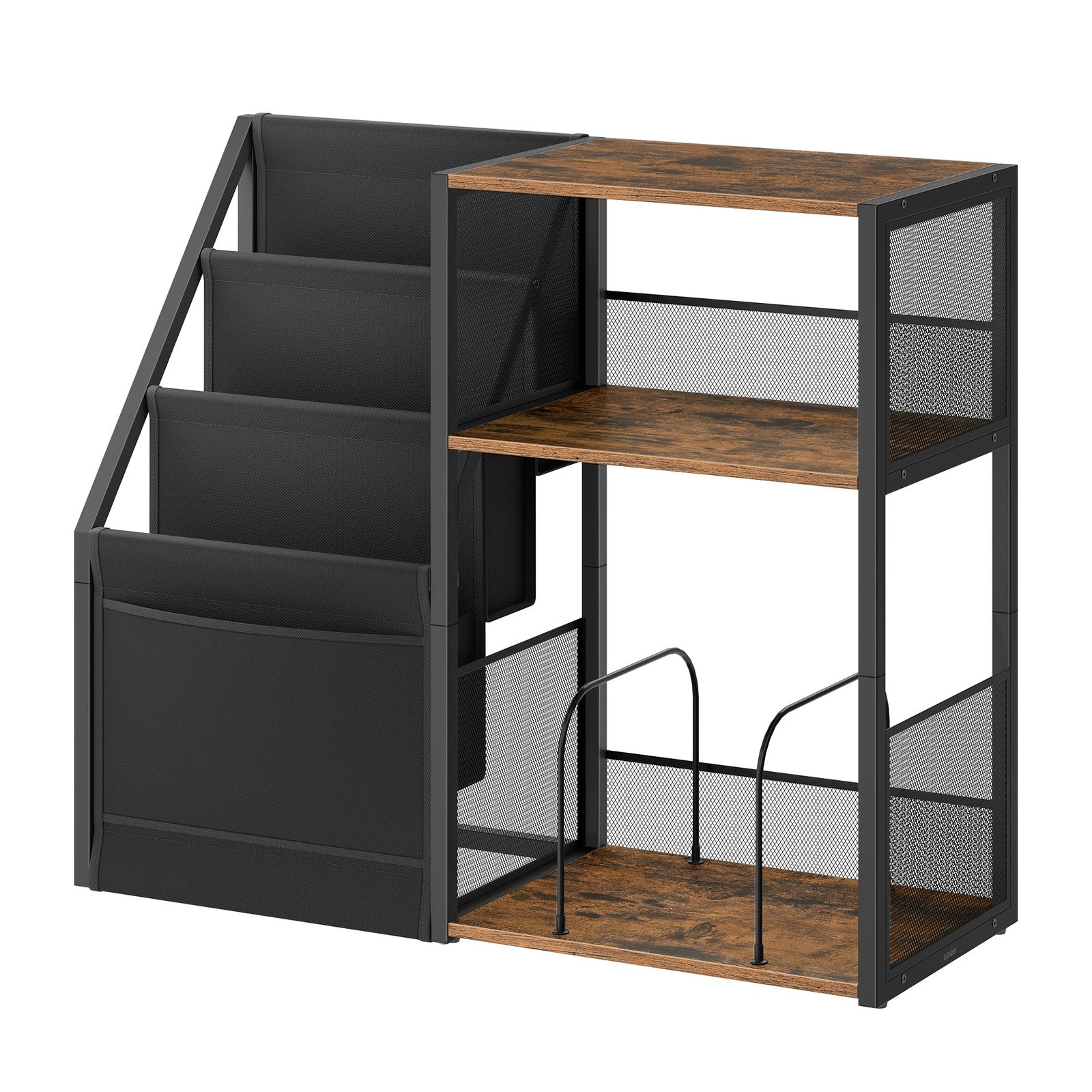 3-Tier End Table - Wood - Rustic Brown - Vinyl Record Storage for Up to 140 Albums