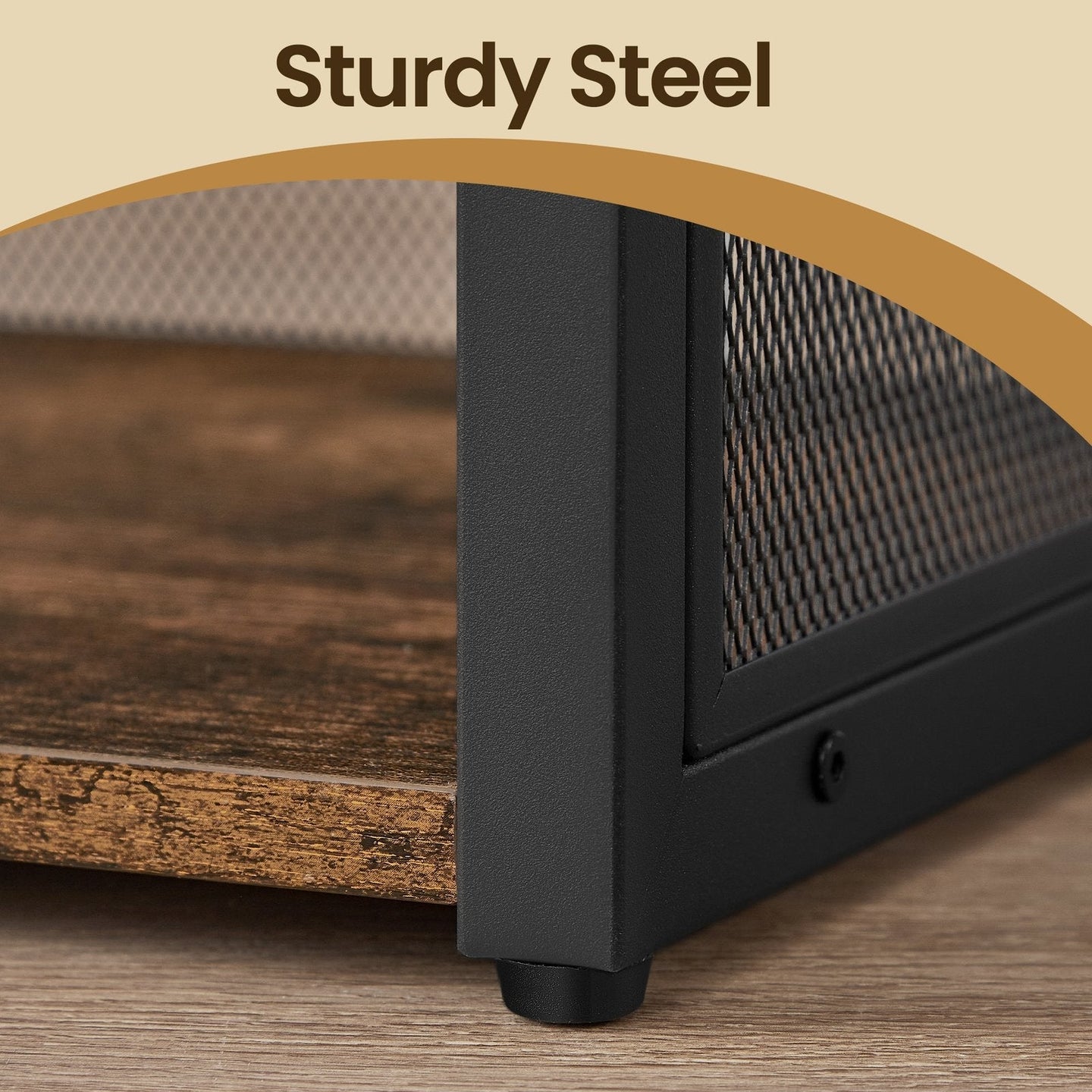 3-Tier End Table - Wood - Rustic Brown - Vinyl Record Storage for Up to 140 Albums