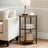 Round Coffee End Table - 3-Tier Accent Design - Steel - Rustic Brown and Black