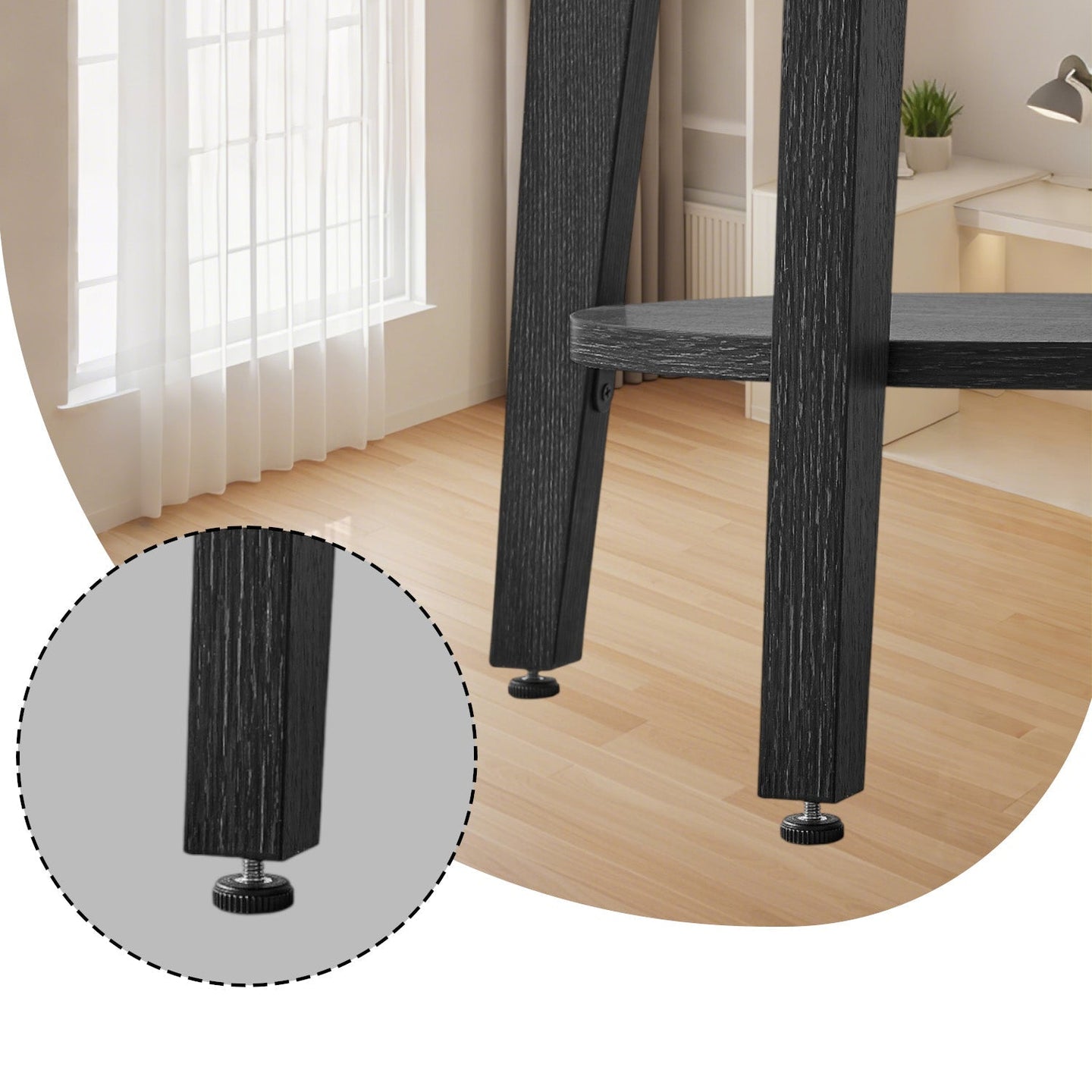 End Table - Metal - Black - Small Round with Bottom Shelf