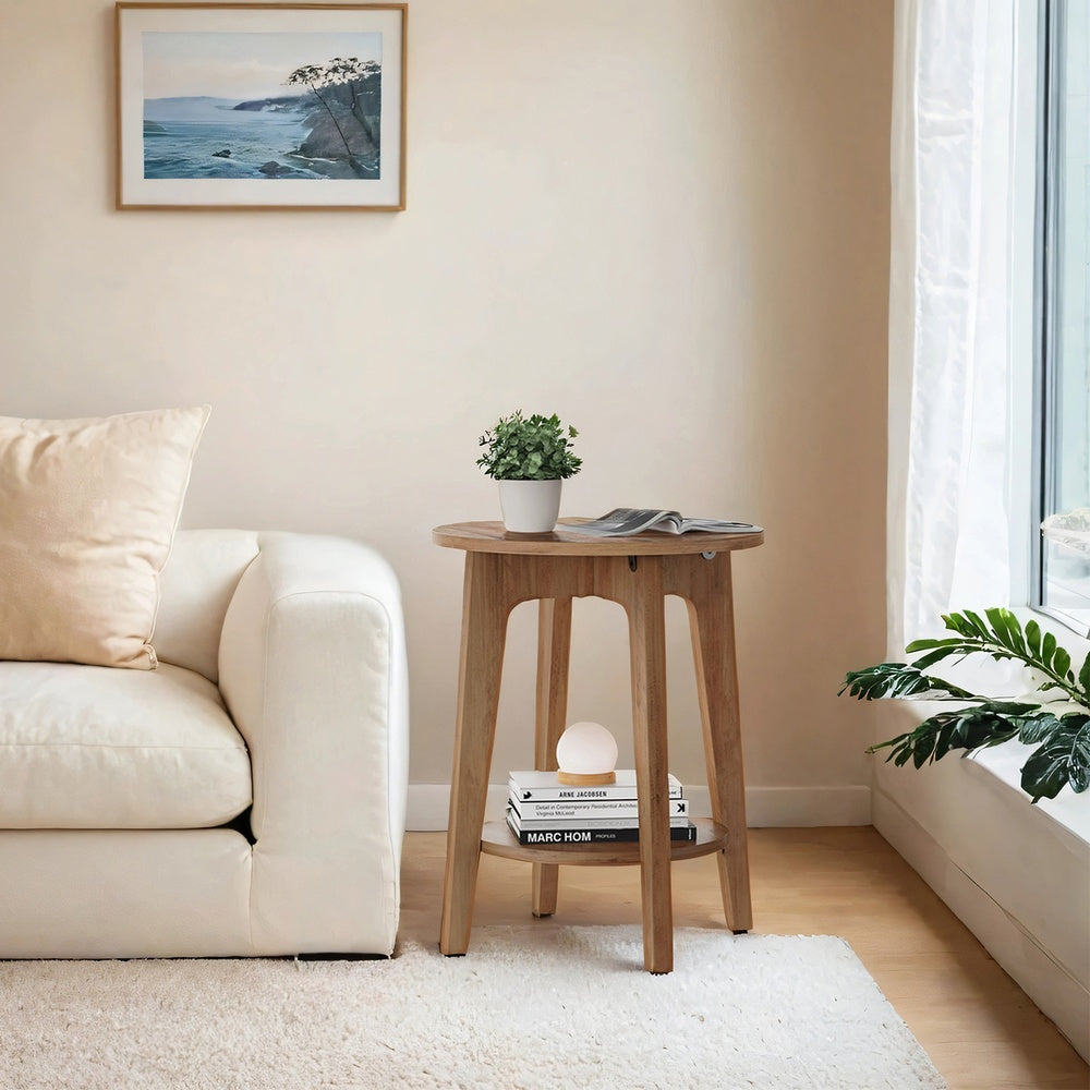 End Table - Particleboard - Brown - with Bottom Shelf