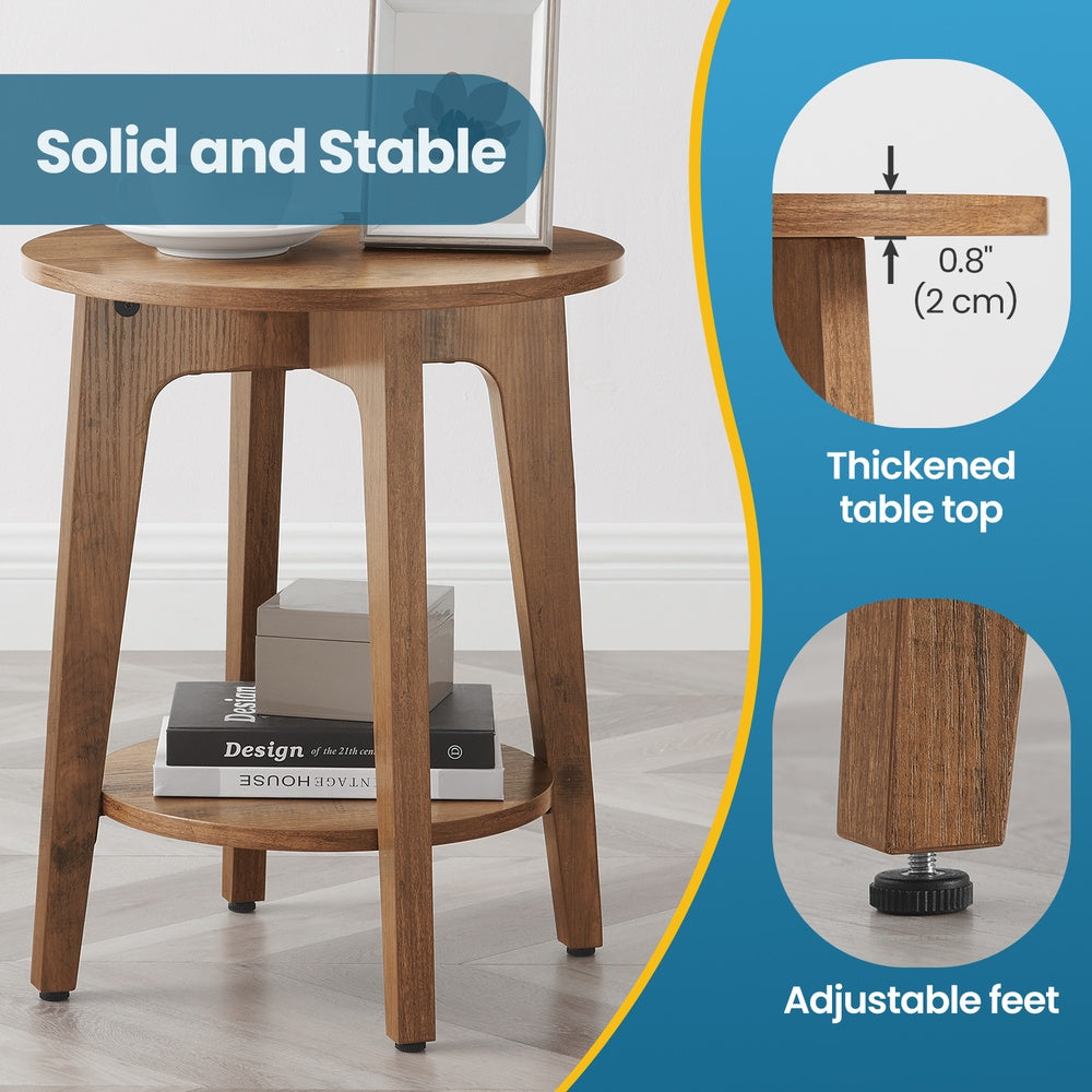 End Table - Particleboard - Brown - with Bottom Shelf