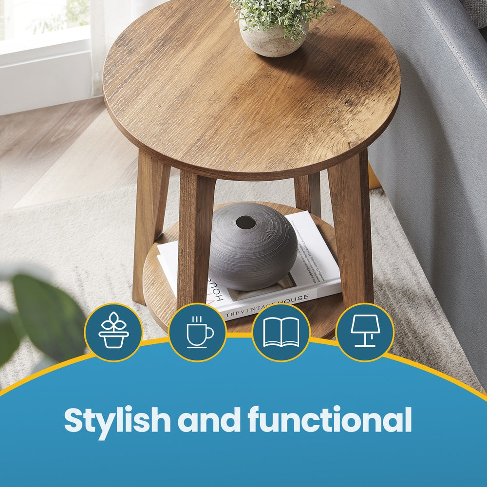 End Table - Particleboard - Brown - with Bottom Shelf