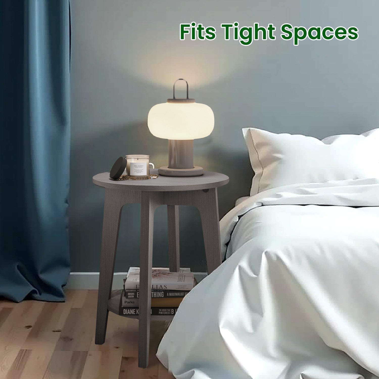 End Table - Metal - Black - Small Round with Bottom Shelf