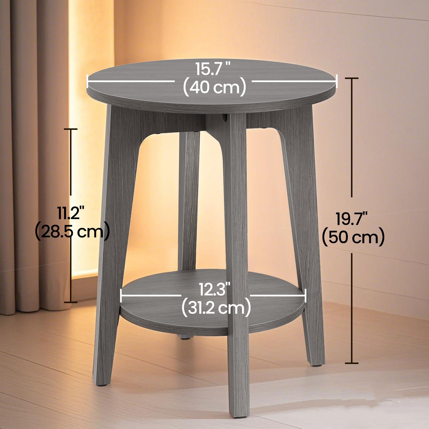 End Table - Metal - Black - Small Round with Bottom Shelf