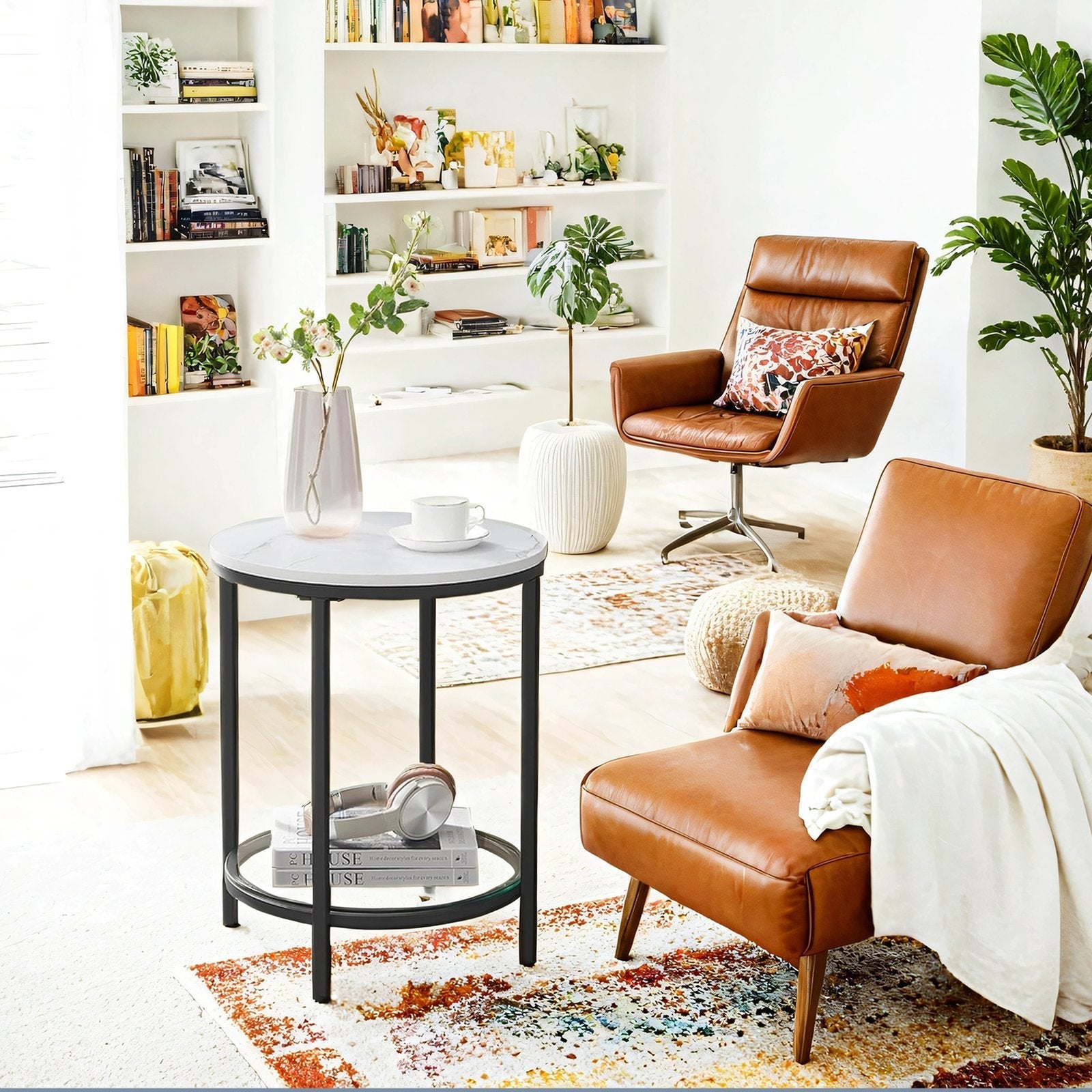 2-Tier Side Table - Particleboard - Modern Minimalist