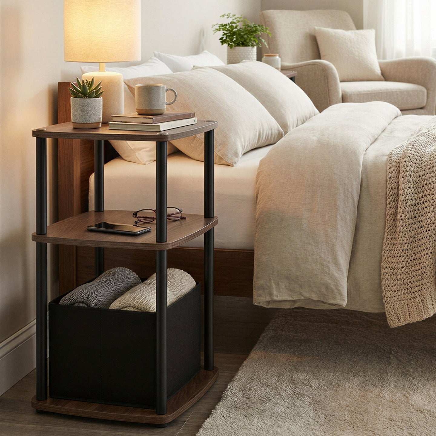 Superfast Toolless Assembly - Wood and Steel - Natural Walnut