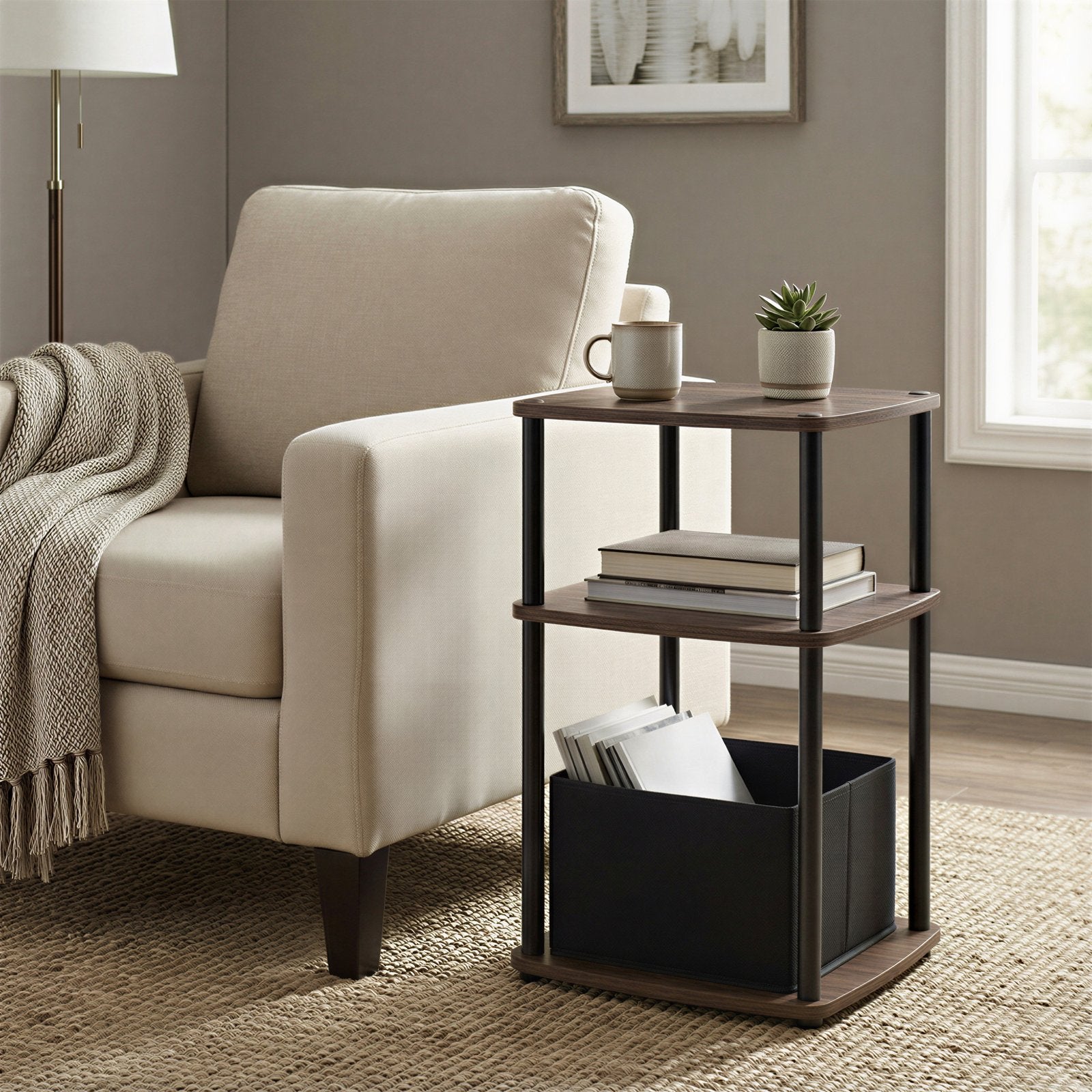 Superfast Toolless Assembly - Wood and Steel - Natural Walnut