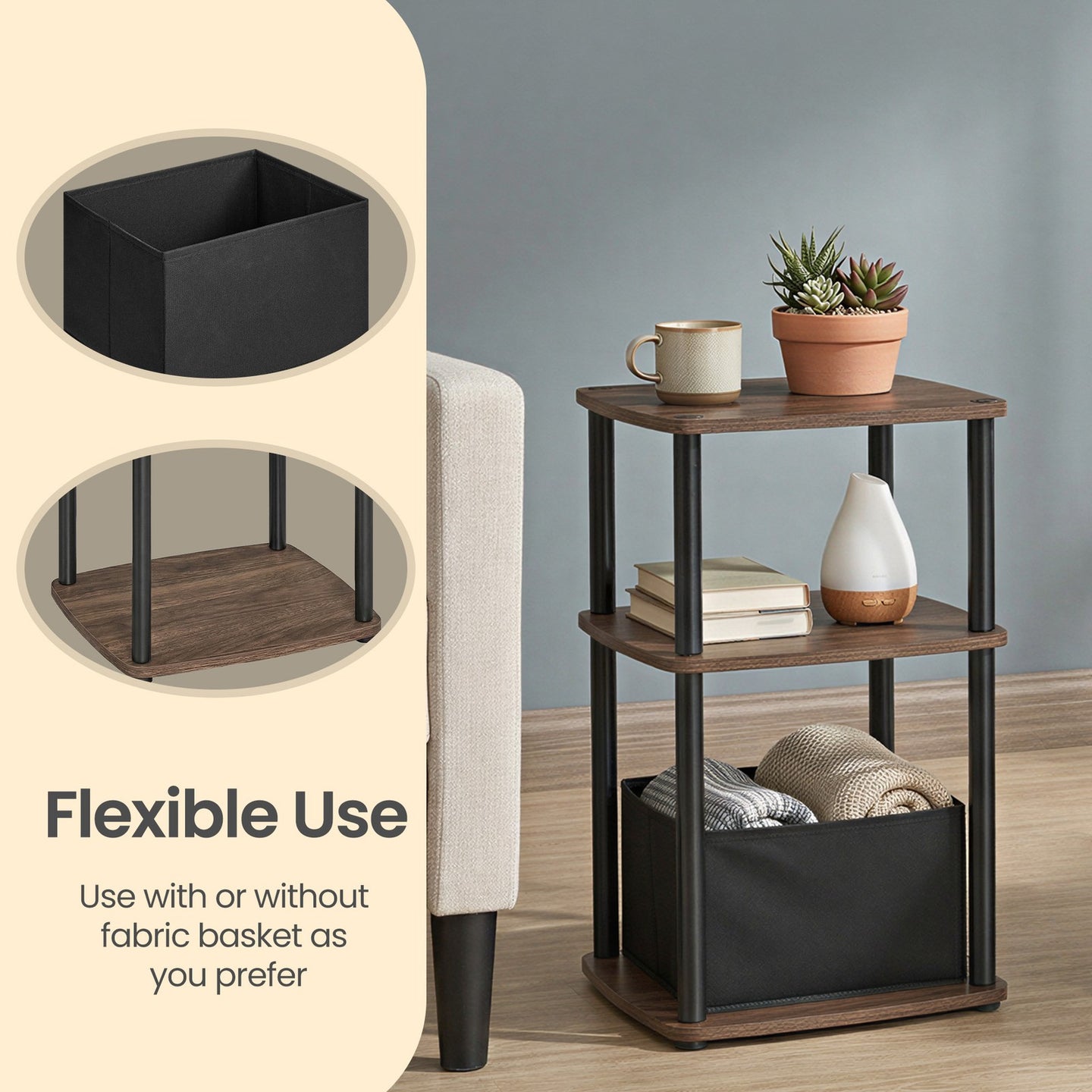 Superfast Toolless Assembly - Wood and Steel - Natural Walnut