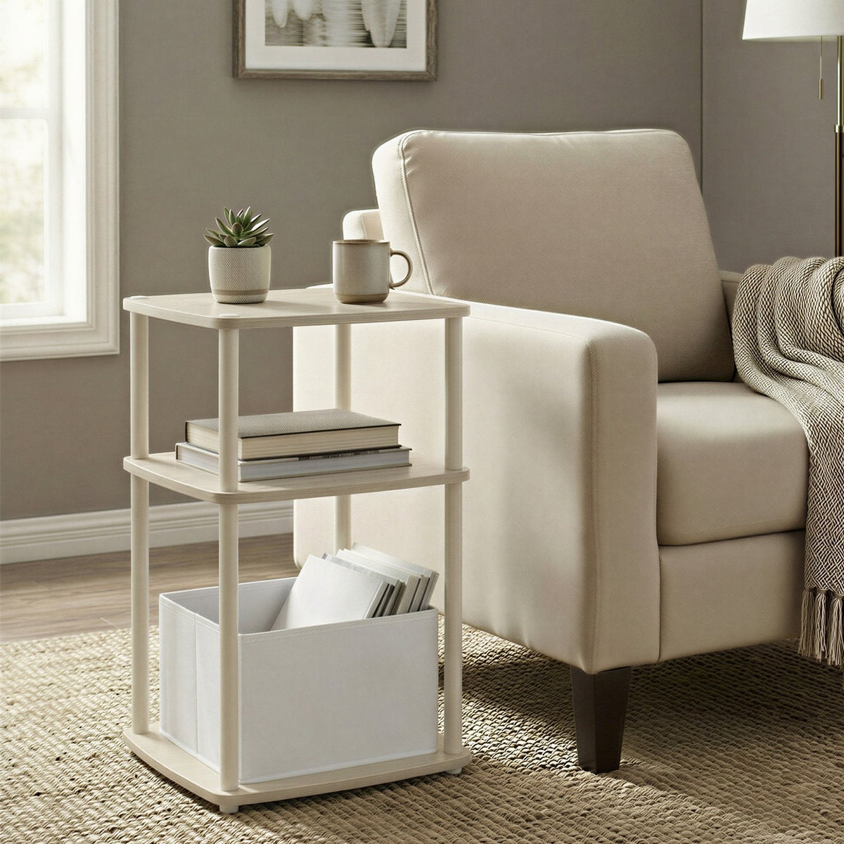 Side Table - Superfast Toolless Assembly - Wood and Steel