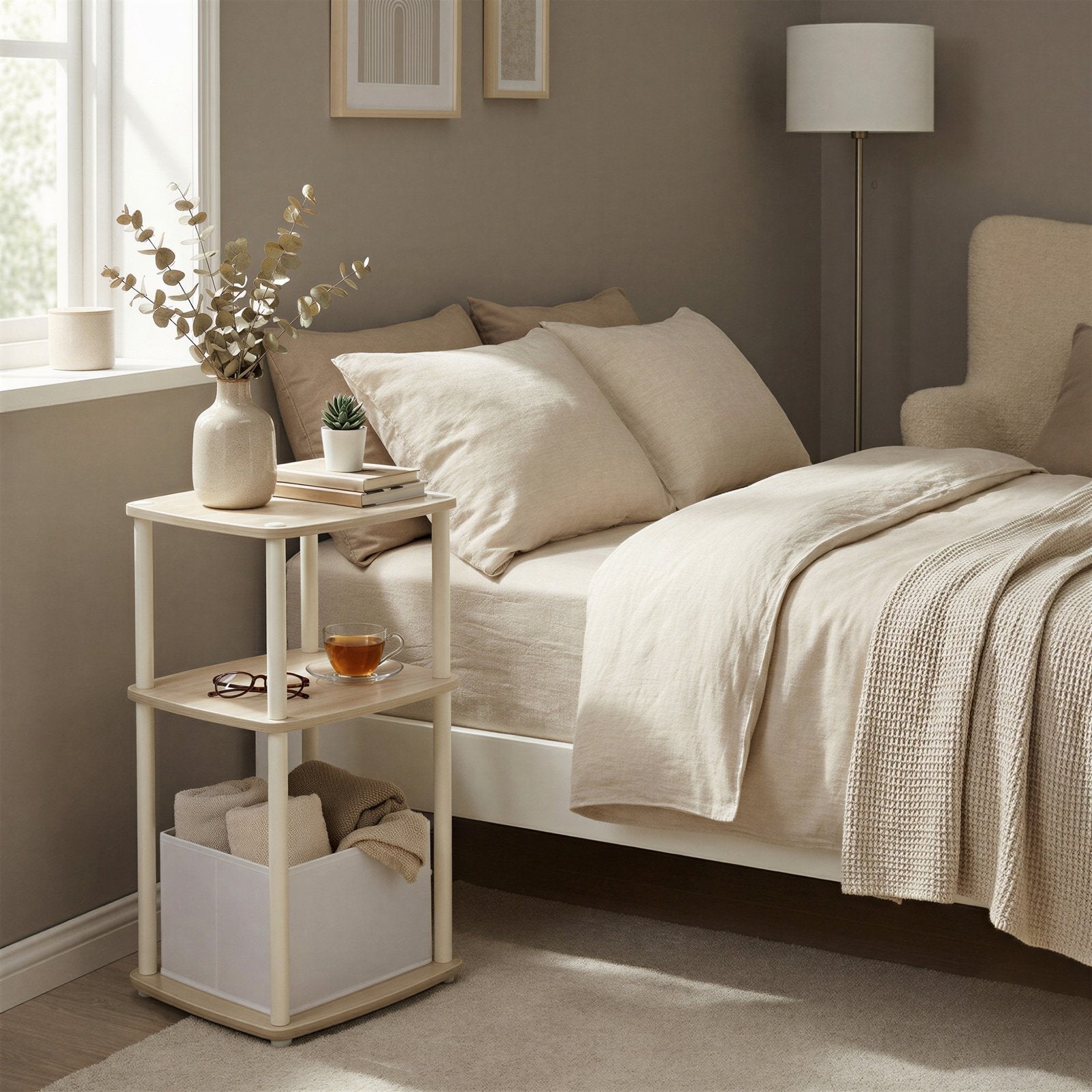 Side Table - Superfast Toolless Assembly - Wood and Steel