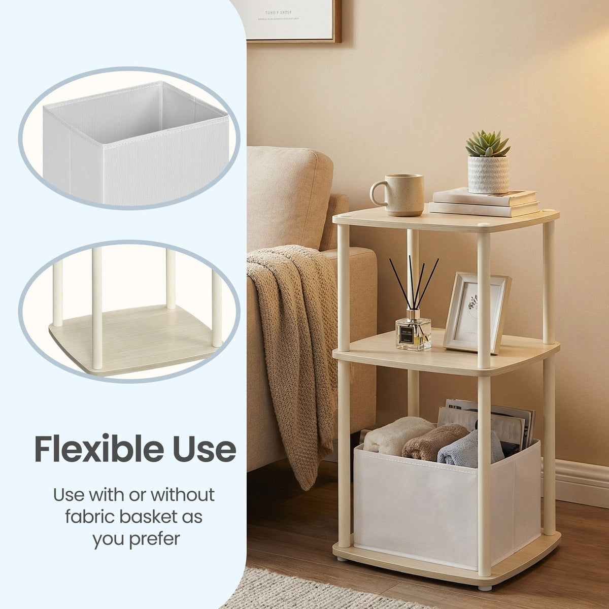 Side Table - Superfast Toolless Assembly - Wood and Steel