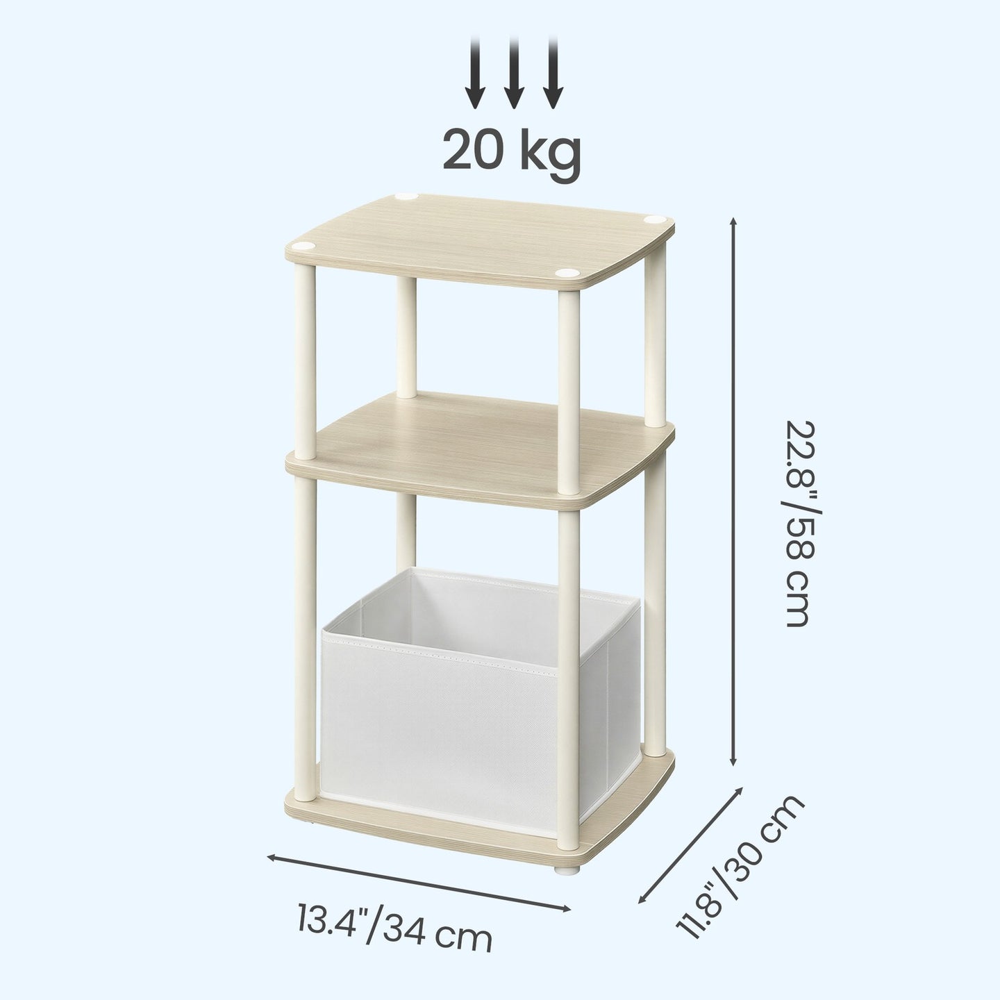 Superfast Toolless Assembly, Side Table - Wood and Steel - Beige