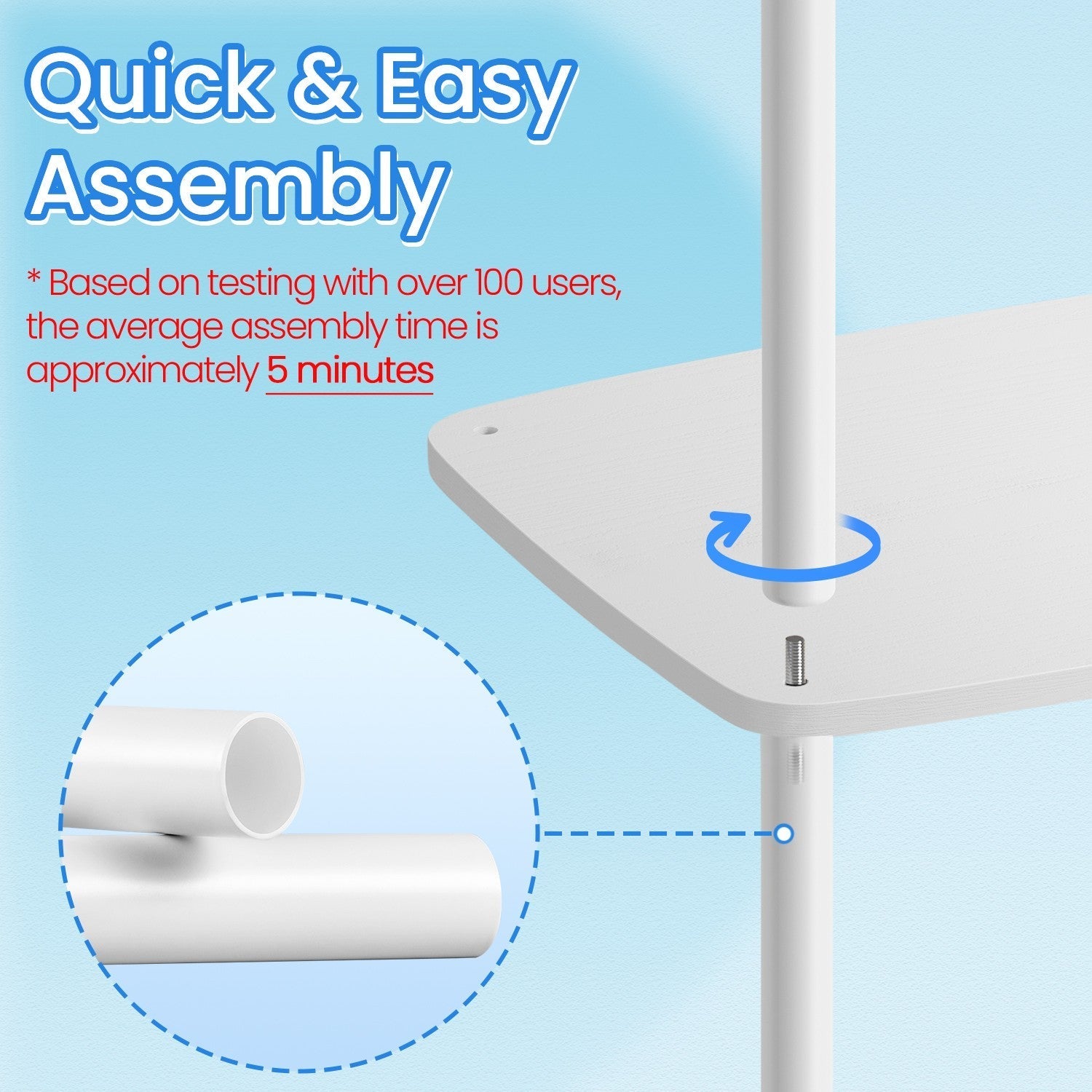 3-Tier Side Table - Fabric - Snow White - Toolless Assembly